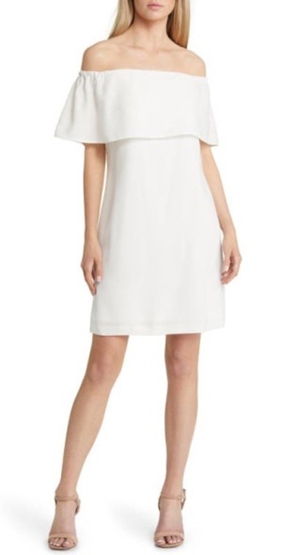 Charles Henry Ivory White Off Shoulder Ruffle Dress S Nwt Bridal Bachelorette